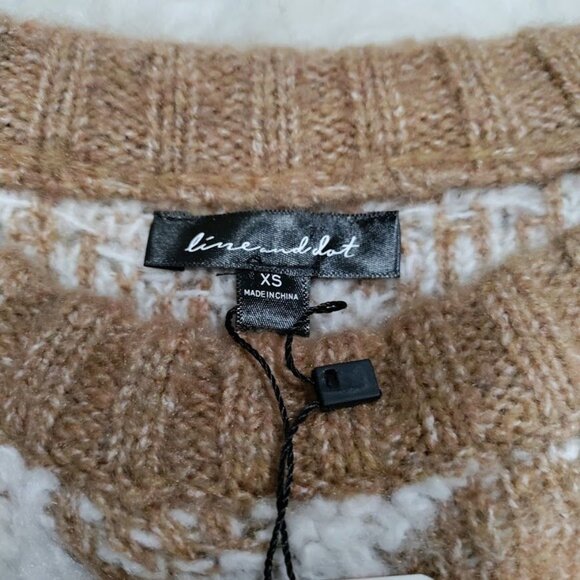 NWT Line & Dot Houndstooth Plush Sweater Pullover Winter Knit Brown Womens XS - Picture 9 of 12